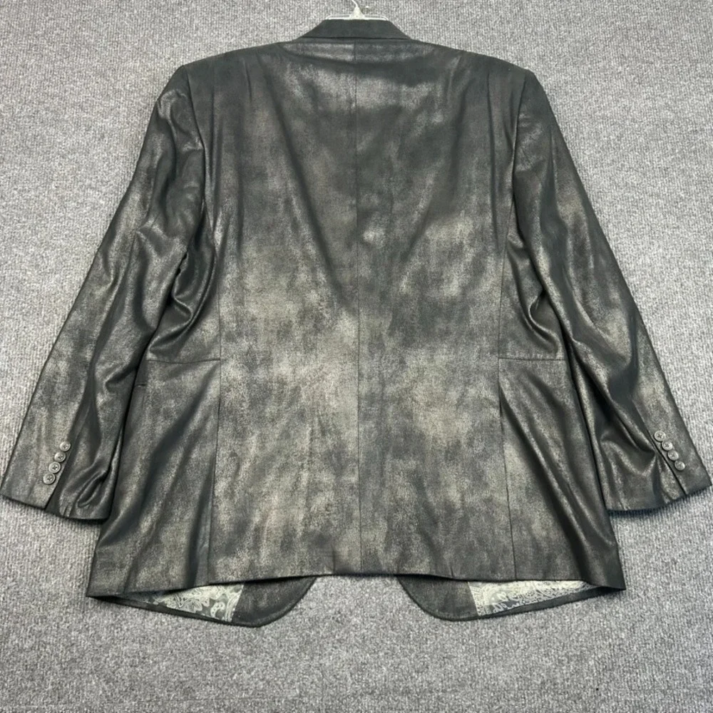Cremieux Monet Sport Jacket Black Faux Suede Leather Paisley Soft Sz 50R
